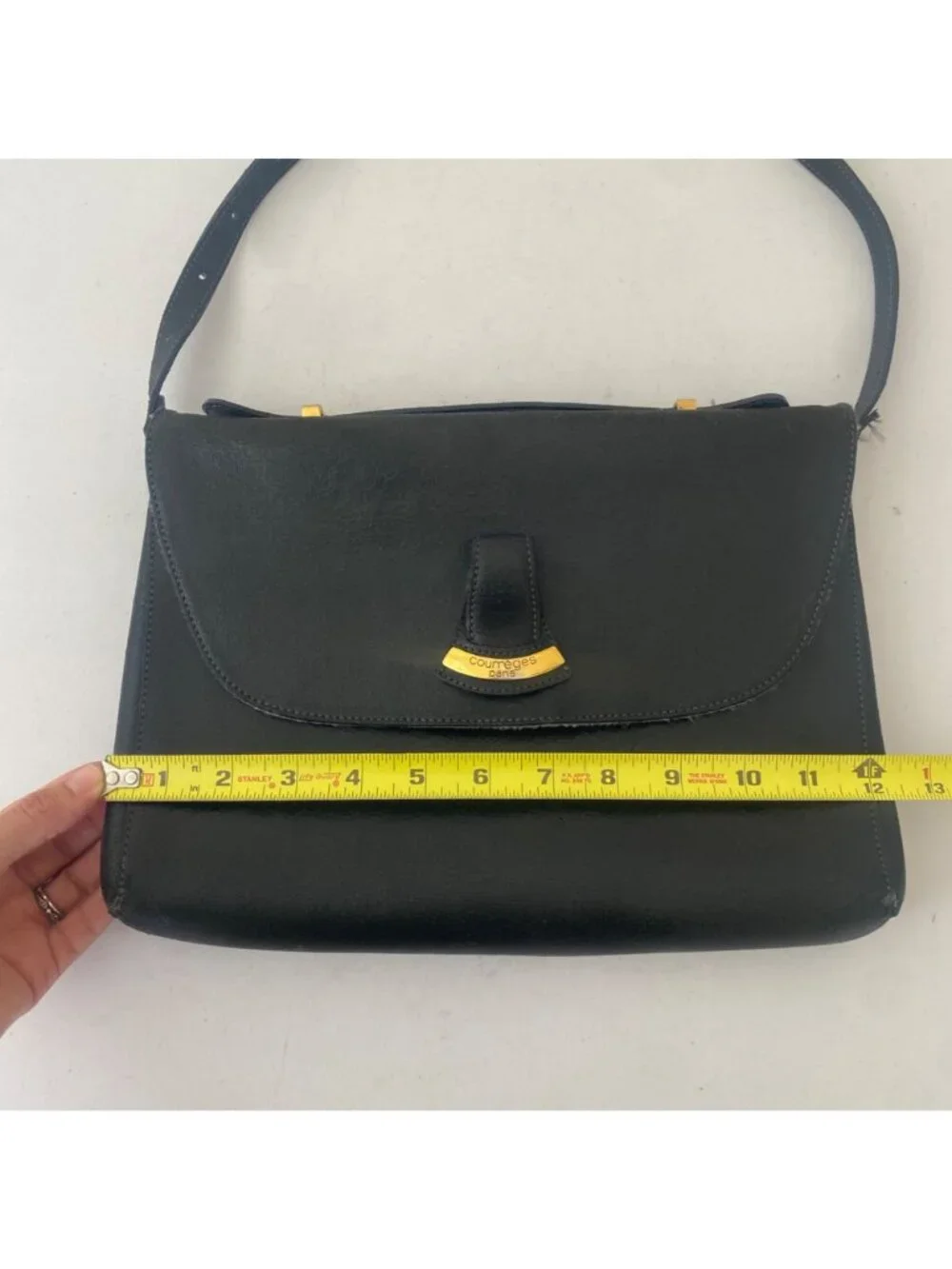 Vintage Courreges Paris Mini Briefcase Purse Shoulder Bag Black